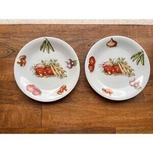 Pair of Vegetable Plates - Vintage FD Chauvigny Transferware Porcelain France